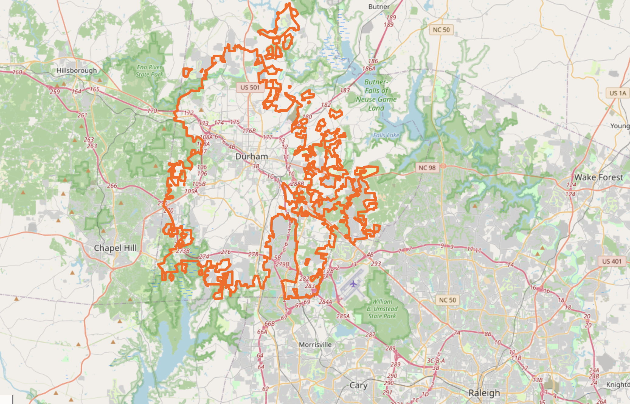 Map of Durham NC neighborhoods for home sellers